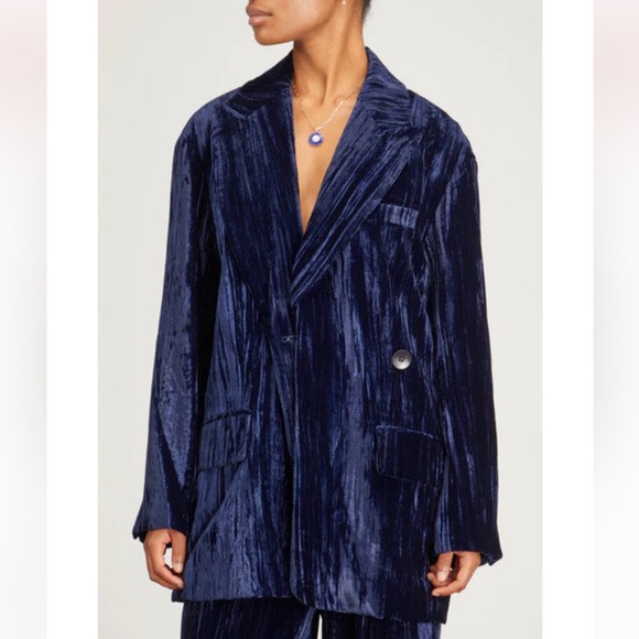 Tibi Creased Velvet Liam Blazer New Size Medium - Picture 3 of 8